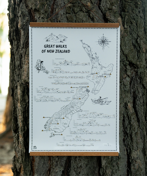Great Walks Hike & Scratch Print - A2 size