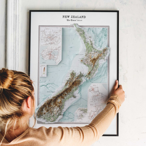 New Zealand Map - Reproduction of Vintage 1922 Atlas Map