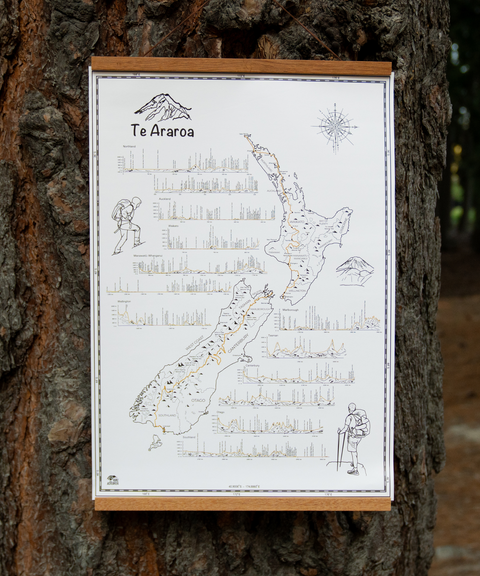 Te Araroa Trail Illustrated Poster