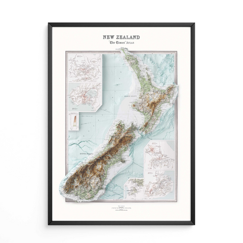 New Zealand Map - Reproduction of Vintage 1922 Atlas Map