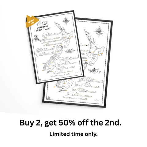 Great Walks Hike & Scratch Print - A2 size