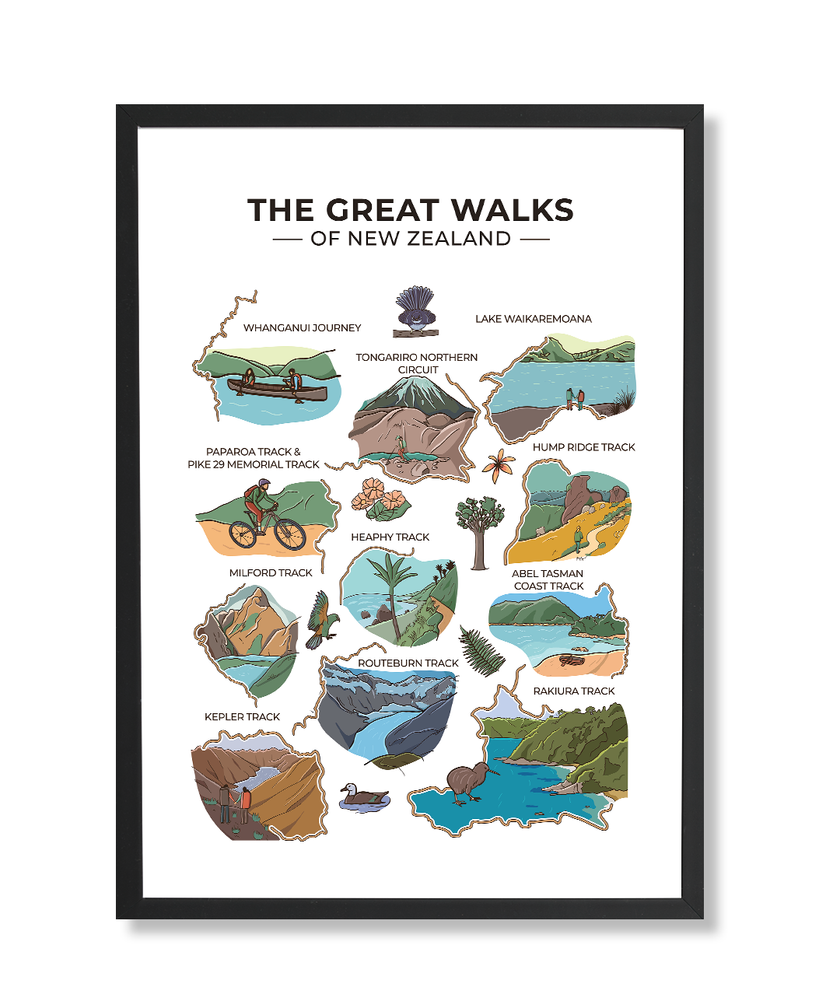 Great Walks of New Zealand Illustrated Print | Hike Aotearoa – Hike