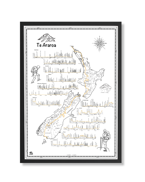 Te Araroa Trail Illustrated Poster
